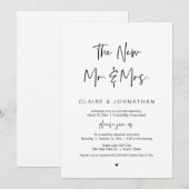 新しいミスター&ミセス ブラックの結婚式での駆け落ち 招待状 (正面/裏面)