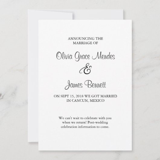 新しいミセス・エロペメント結婚の発表写真 招待状 (裏面)