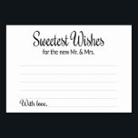 新しいミセス・ミセス・アドバイス・カードに対する甘い願い テーブルナンバー<br><div class="desc">Sweetest Wishesコレクションの一部。これらの魅力的アドバイスと願いカードはあなたの結婚式のレセプションに完璧な追加になる。渦巻き状とブロック状のフォントに文字「新しいミスターとミセスのための甘美な願い」が登場する。お客様の希望と名離れ前には宇宙が用意されている。</div>