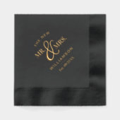 新しいミセス・名前をカスタムする&デイト結婚ズ 箔ナプキン (正面)