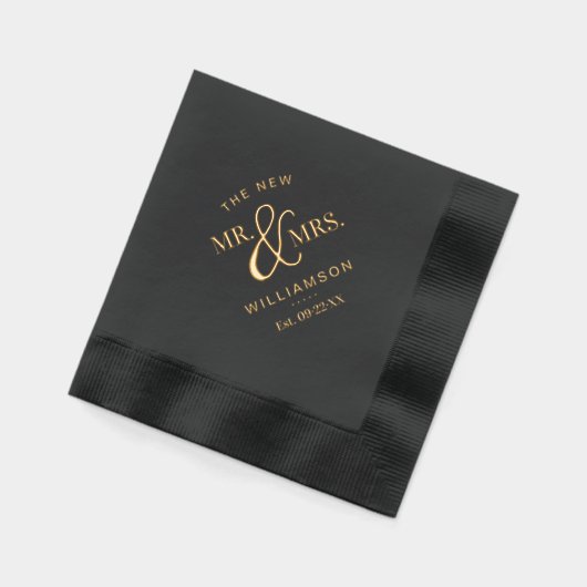 新しいミセス・名前をカスタムする&デイト結婚ズ 箔ナプキン (左)
