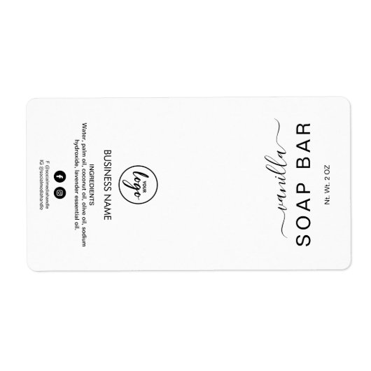 新しいミニマルな白せっけんバーラベル ラベル (正面)