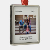 新しいミニマルホーム写真の初めてのクリスマス メタルオーナメント (右)