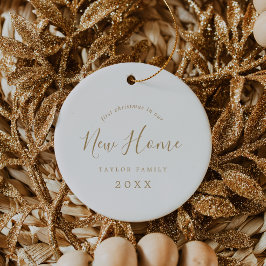 新しいミニマルホーム写真の金ゴールド初めてのクリスマス セラミックオーナメント