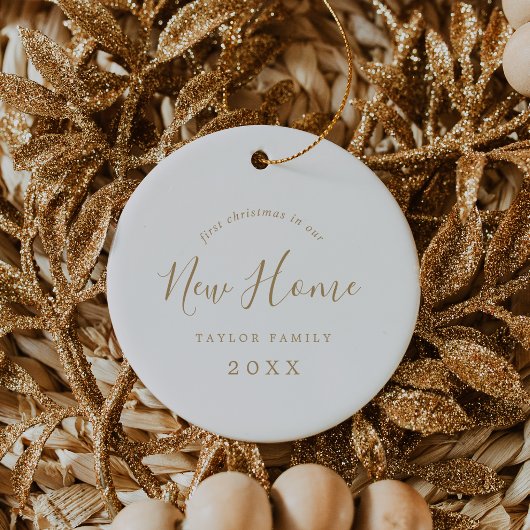 新しいミニマルホーム写真の金ゴールド初めてのクリスマス セラミックオーナメント