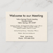 新しいメンバーおよび訪問者のためのカードを配って下さい 名刺 (裏面)