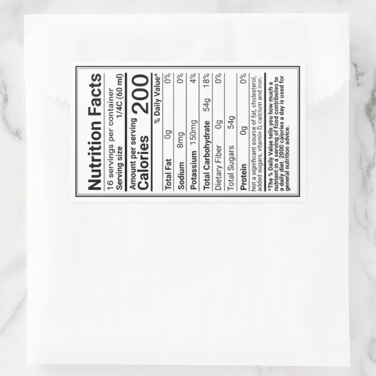 新しいメープルシロップの栄養の事実縁どと 長方形シール (バッグ)