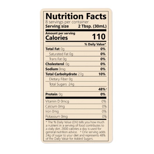 新しいメープルシロップ栄養ファクトGoldenrodラベル ラベル (正面)