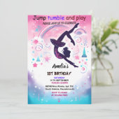 新しいモダンかわいいピンクの女の子の体操10th誕生日 招待状 (スタンド正面)