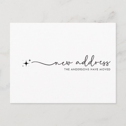 新しいモダンアドレス手書きスクリプトスター ポストカード (正面)