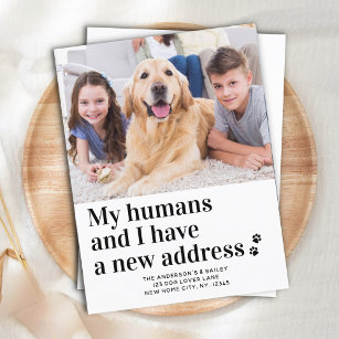 新しいモダンアドレス移動したペットの写真の犬の移動 ポストカード