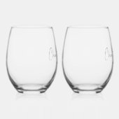 新しいモダンウィーズ名モノグラム ステムなしワイングラス (右)