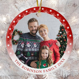 新しいモダンスタイル両面2枚フォトスノーフレーク セラミックオーナメント