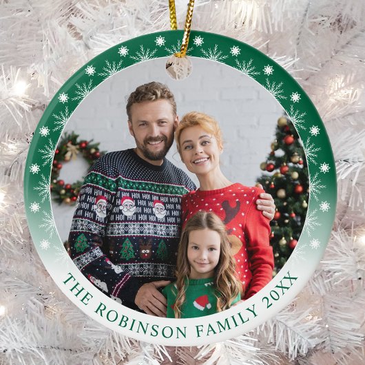 新しいモダンスタイル両面2枚フォトスノーフレーク セラミックオーナメント