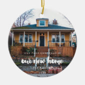 新しいモダンホームの初めてのクリスマス写真 セラミックオーナメント (正面)