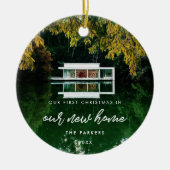 新しいモダンホームの初めてのクリスマス写真 セラミックオーナメント (正面)
