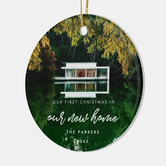 新しいモダンホームの初めてのクリスマス写真 セラミックオーナメント (左)
