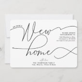 新しいモダンホームカリグラフィブラック&ホワイトムービング 案内状 (正面)