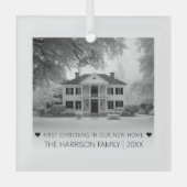 新しいモダンホーム写真の初めてのクリスマス ガラスオーナメント (正面)