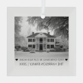 新しいモダンホーム写真の初めてのクリスマス ガラスオーナメント (裏面)