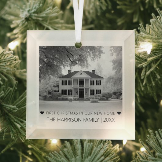 新しいモダンホーム写真の初めてのクリスマス ガラスオーナメント (インサイチュ)