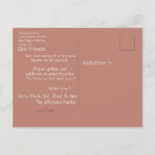 新しいモダンホーム我々ドライホーム移動バラ 案内ポストカード (裏面)