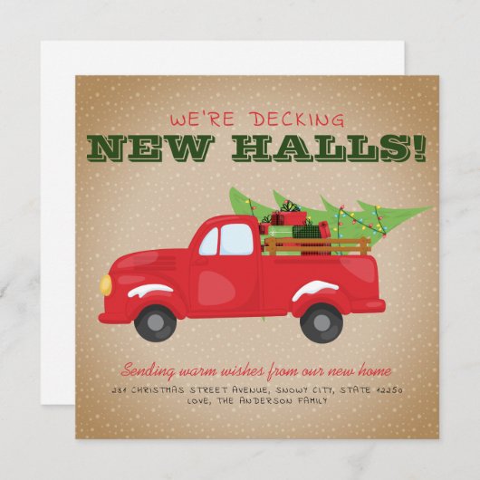 新しいモダンホールをデッキクリスマストラック移動 案内状 (正面/裏面)