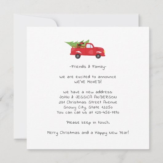 新しいモダンホールをデッキクリスマストラック移動 案内状 (裏面)