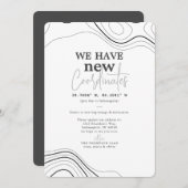 新しいモダン座標グレー移動 案内状 (正面/裏面)