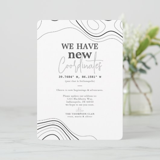 新しいモダン座標グレー移動 案内状 (スタンド正面)