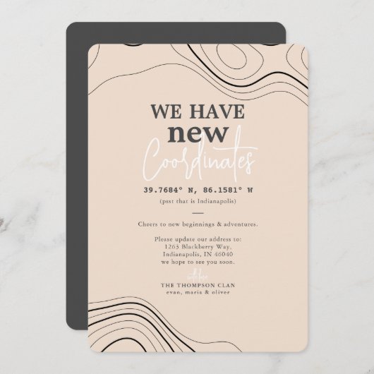 新しいモダン座標ピーチ移動 案内状 (正面/裏面)