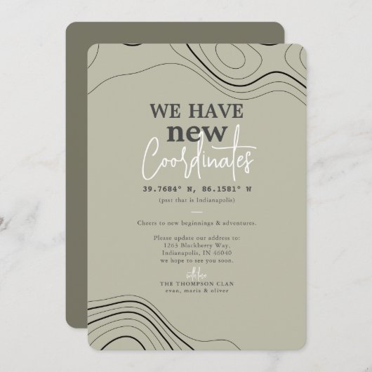 新しいモダン座標（緑の移動） 案内状 (正面/裏面)