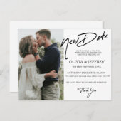 新しいモダン日付の写真結婚の 案内ポストカード (正面/裏面)