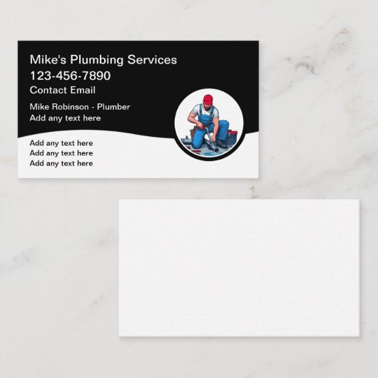 新しいモダンPlumber名刺 名刺 (正面/裏面)