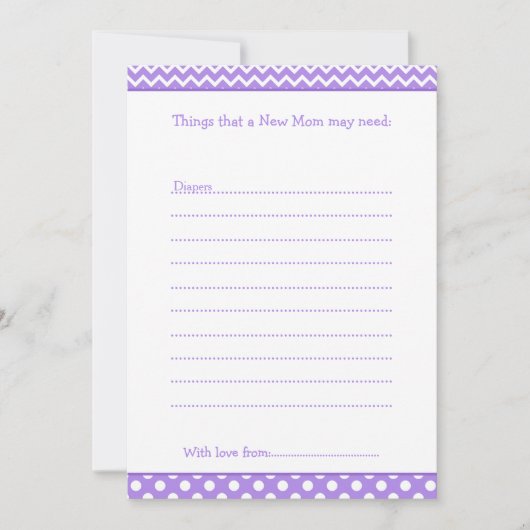 新しいモデルの紫と白のシェブロンアドバイスリスト 招待状 (正面)