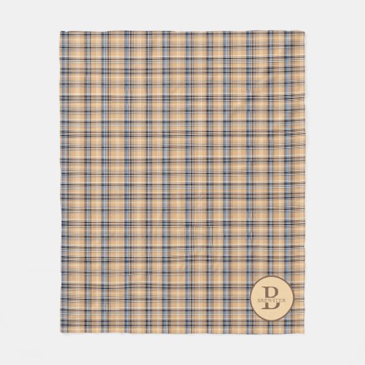 新しいモノグラムのホームのファミリ名 フリースブランケット (正面)