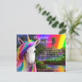 新しいユニコーンの誕生日パーティー招待状のポストカード ポストカード (スタンド正面)