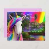 新しいユニコーンの誕生日パーティー招待状のポストカード ポストカード (正面/裏面)