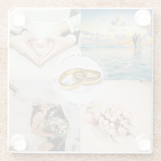 新しいユーザーの写真結婚コラージュの作成 ガラスコースター (裏面)