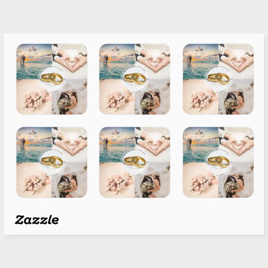 新しいユーザーの写真結婚コラージュの作成 スクエアシール (シート)