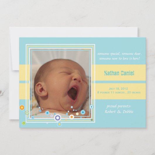 新しいユーザー – ベビーのアナウンスカード 案内状 (正面)