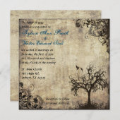 新しいライフヴィンテージとブルー結婚式招待状 招待状 (正面/裏面)