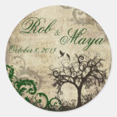 新しいライフヴィンテージ結婚式ありがとうステッカー好意 ラウンドシール (正面)