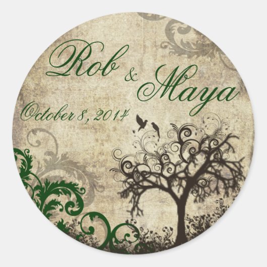 新しいライフヴィンテージ結婚式ありがとうステッカー好意 ラウンドシール (正面)