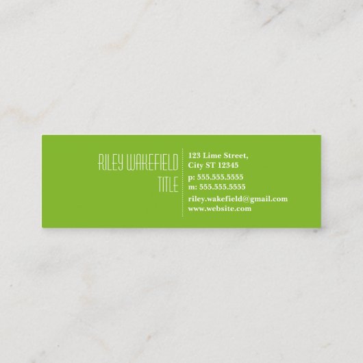 新しいライムの切れの名刺 スキニー名刺 (裏面)