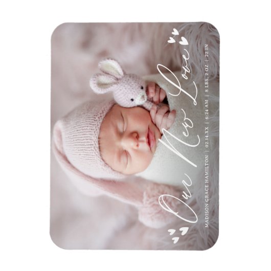 新しいラブスクリプト写真誕生のお知らせ マグネット (縦)