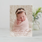 新しいラブフォイルのスクリプト写真の誕生のお知らせ 箔招待状 (立ち正面)