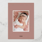 新しいラブフォイルのスクリプト写真の誕生のお知らせ 箔招待状 (裏面)