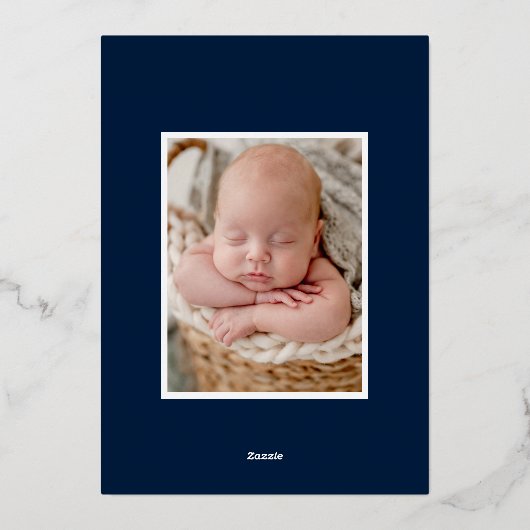 新しいラブフォイルのスクリプト写真の誕生のお知らせ 箔招待状 (裏面)