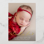 新しいラブフォイルのスクリプト写真の誕生のお知らせ 箔招待状 (正面)